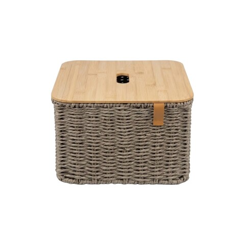CESTA CUAD MARRON C/TAPA 27X27X16CM Unica