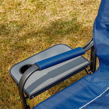 Silla Reposera Camping Playa C/mesa Plegable Acero Azul