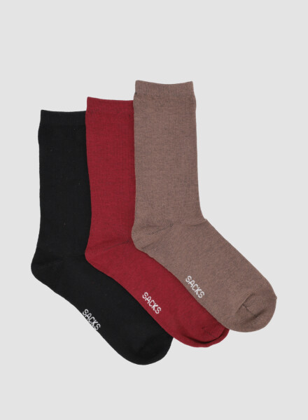 Pack de tres medias lisas. de algodón. en varios colores sur Variante 45