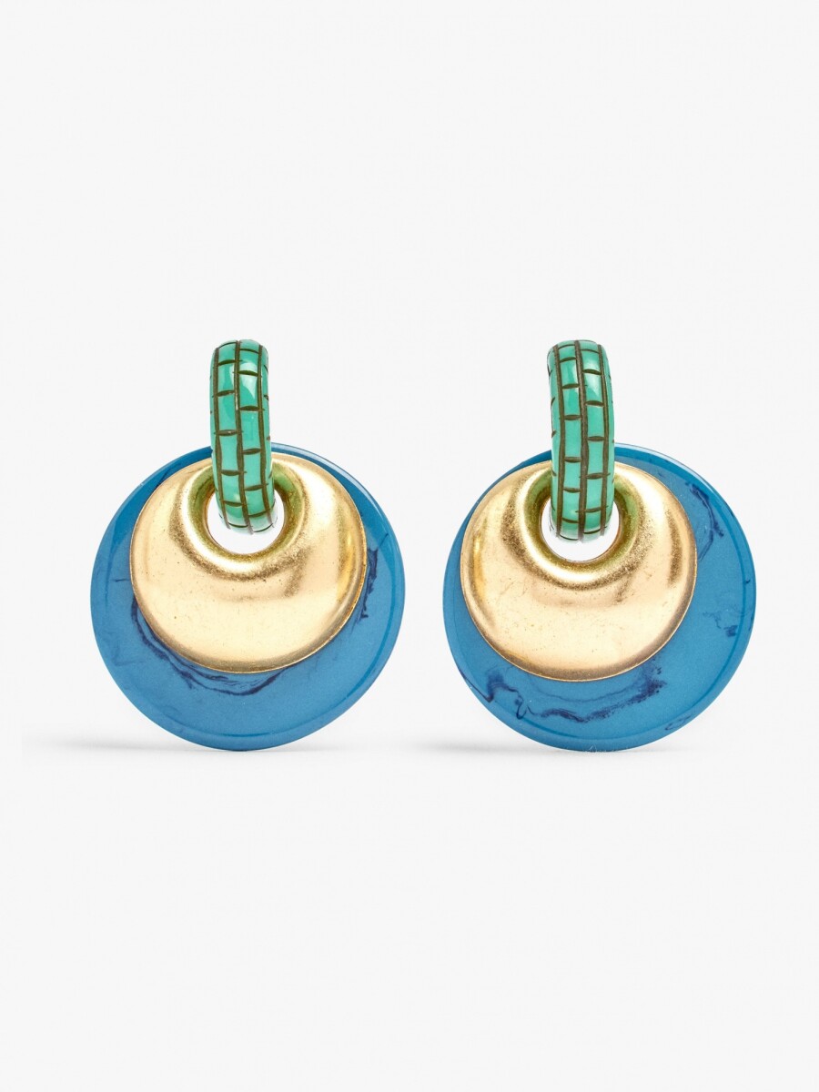 Pendientes Redondos Con Resina multicolor