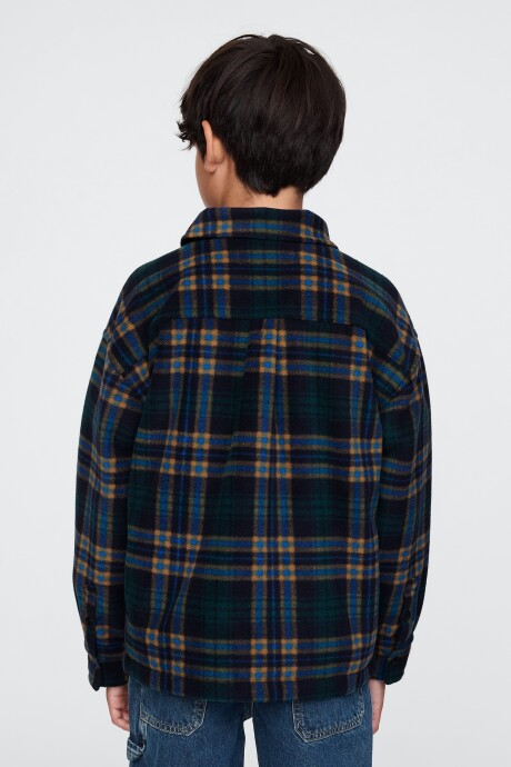 Buzo Medio Cierre Niño Blue/Green Plaid