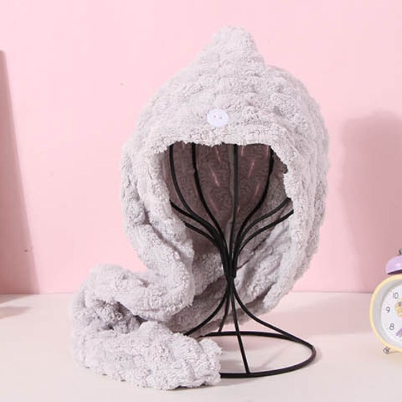 Toalla Turbante Para El Cabello - Gris/crema/rosa/celeste Toalla Turbante Para El Cabello - Gris/crema/rosa/celeste