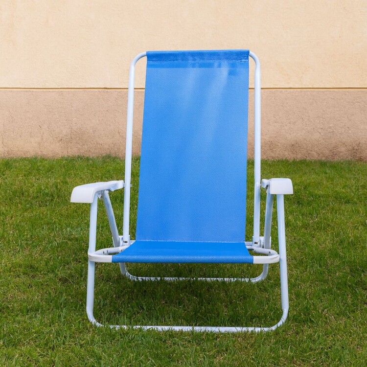 SILLA REPOSERA RECLINABLE ACERO 4 POSICIONES AZUL