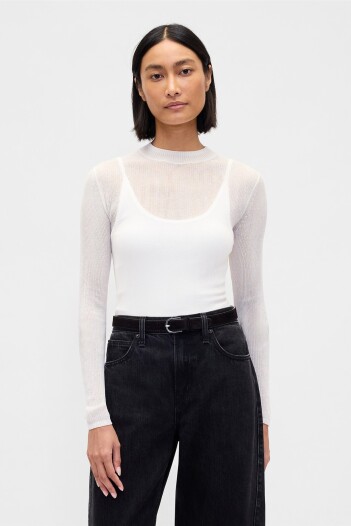 SHEER FITTED CREW Regular Grey