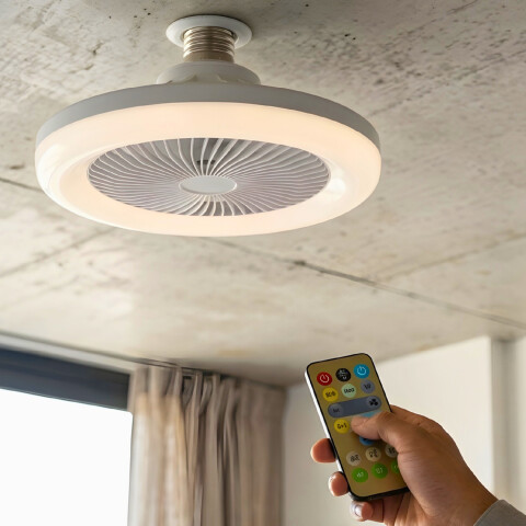 Lampara Led Ventilador Techo Rosca E27 C/ Control Ajustable Variante Color Blanco
