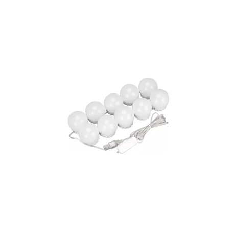 Kit Luces Led Decorativa Para Espejo Maquillaje Usb 10 Focos Blanco Frío