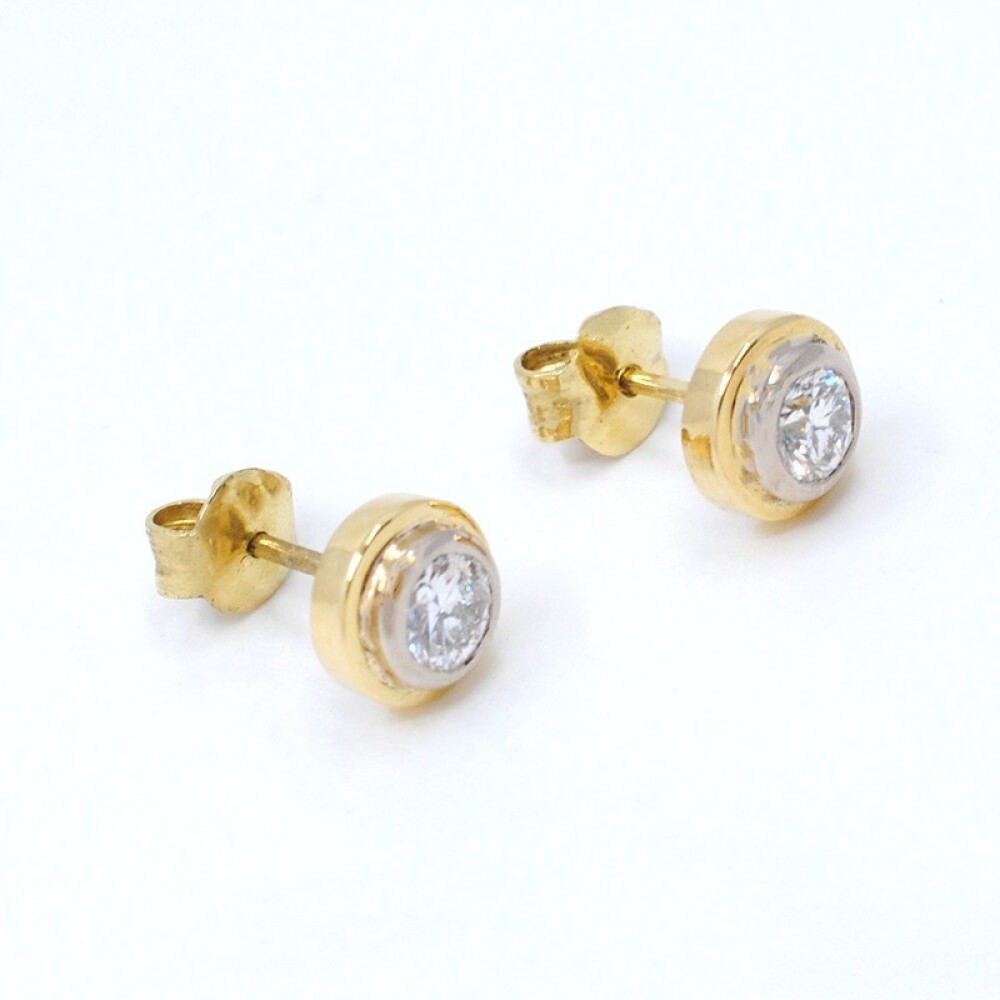 Caravanas En Oro 18K De 2 Tonos Y Brillantes Caravanas En Oro 18K De 2 Tonos Y Brillantes