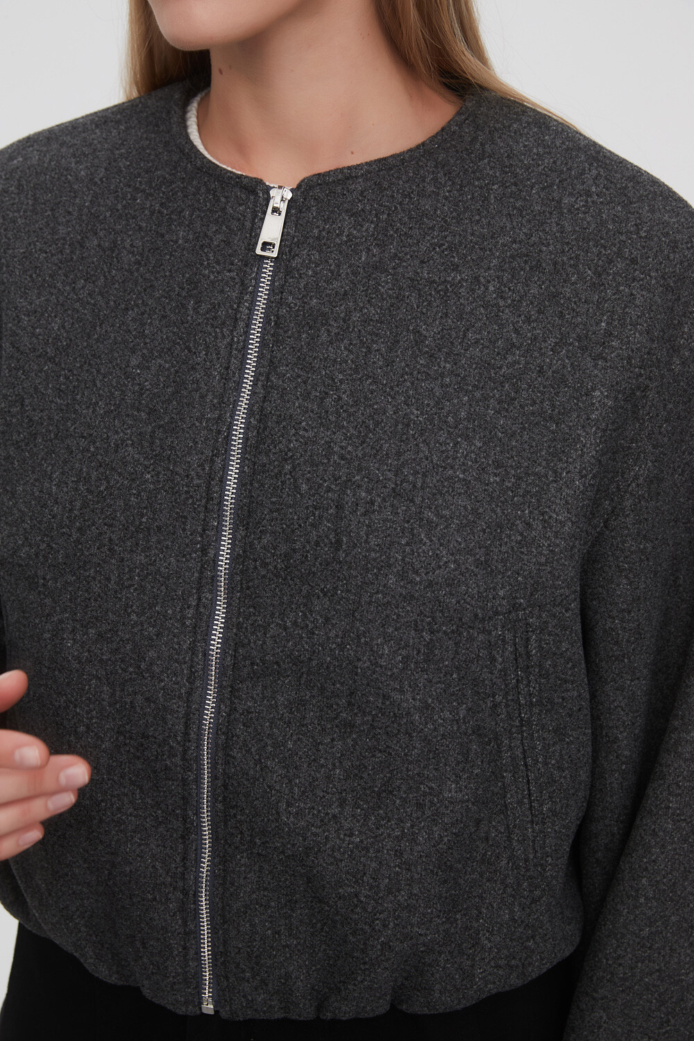 Campera Terry Gris Melange Oscuro