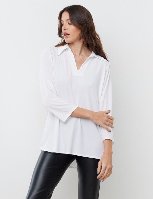 Blusa Cuello Camisa BLANCO