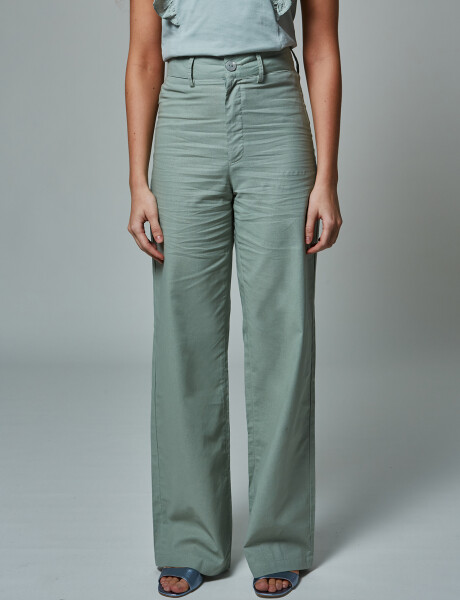Pantalón lino verde musgo