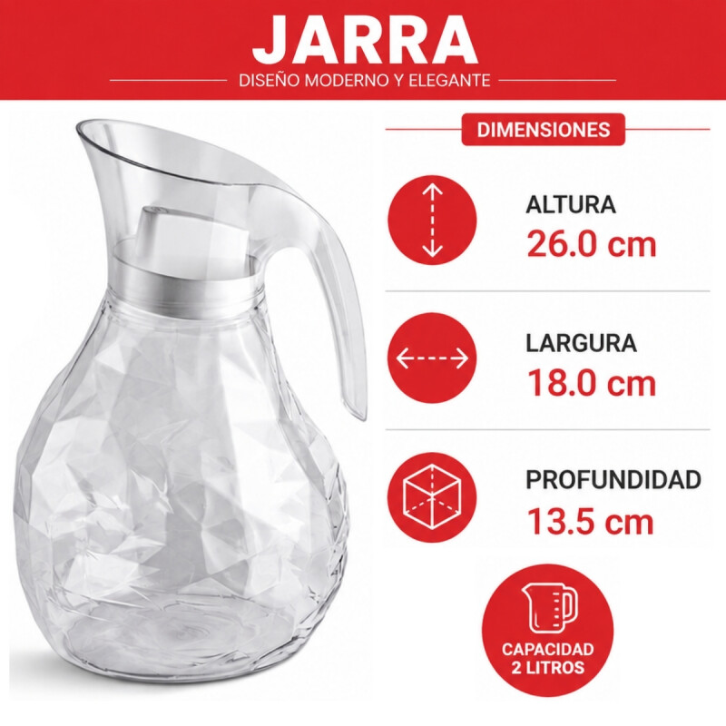 Jarra 2,3 L transparente TRANSPARENTE