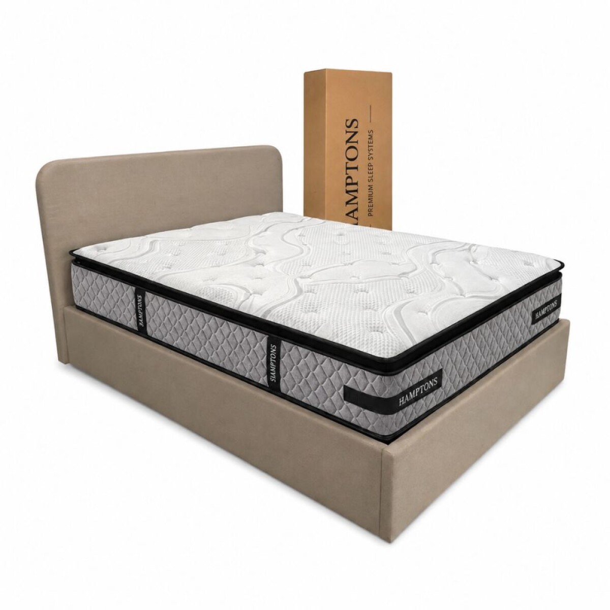 Sommier baul 2 plazas Hamptons Hybrid Platinum con respaldo 