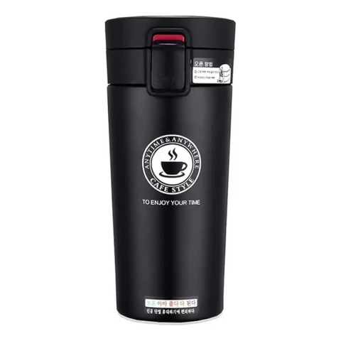 Vaso Térmico 380ml C/ Tapa Abre Facil Cafe Te Agua Y+ Variante Color Negro