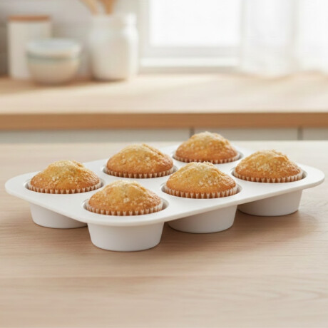 Molde para muffin x6 antiadherente 27,5x18,5x3,5 cm BLANCO