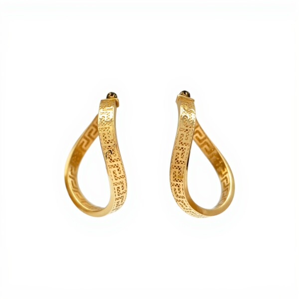 Caravanas aros de oro torneados Greco- Oro bajo - Sin piedra- CA8045 sinpiedra