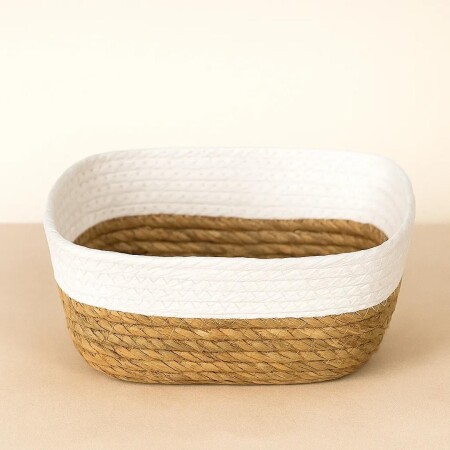 CESTO ORGANIZADOR FIBRA NATURAL Y ALGODON 32X26X12CM CESTO ORGANIZADOR FIBRA NATURAL Y ALGODON 32X26X12CM