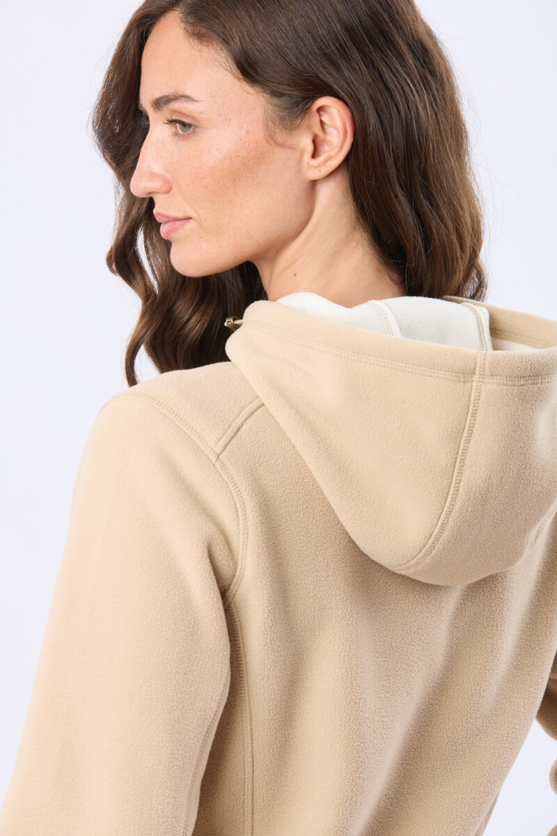 CAMPERA POLAR CON CAPUCHA - Beige 