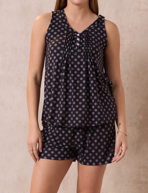 Pijama C/short 56838 NEGRO/BLANCO