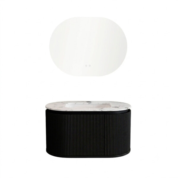 MUEBLE DE BAÑO PVC NEGRO CON ESPEJO LUZ LED MODELO LT6002-80 / MUEBLE + ESPEJO LED - 80 cm Mueble De Baño Pvc Negro Con Espejo Luz Led Modelo Lt6002-80 / Mueble + Espejo Led - 80 Cm