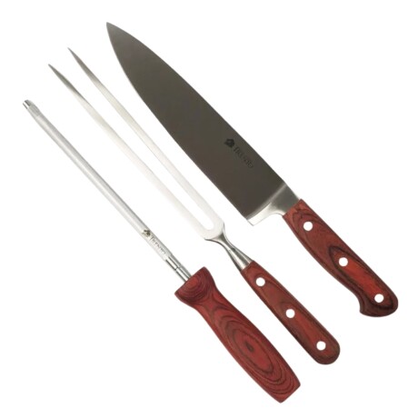 Set POM Madera 3 Piezas Cuchillo Trinche Chaira Set POM Madera 3 Piezas Cuchillo Trinche Chaira
