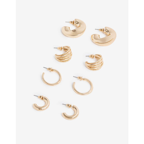Aros Argolla Set Metal Dorado