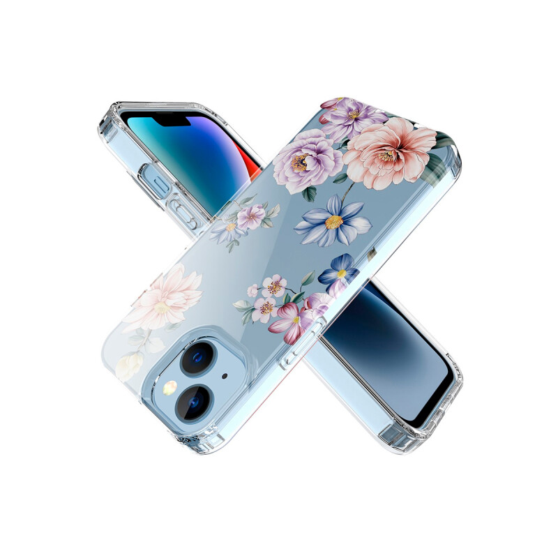Protector para iPhone 13/14 transparente con diseño flores Protector Para Iphone 13/14 Transparente Con Diseño Flores