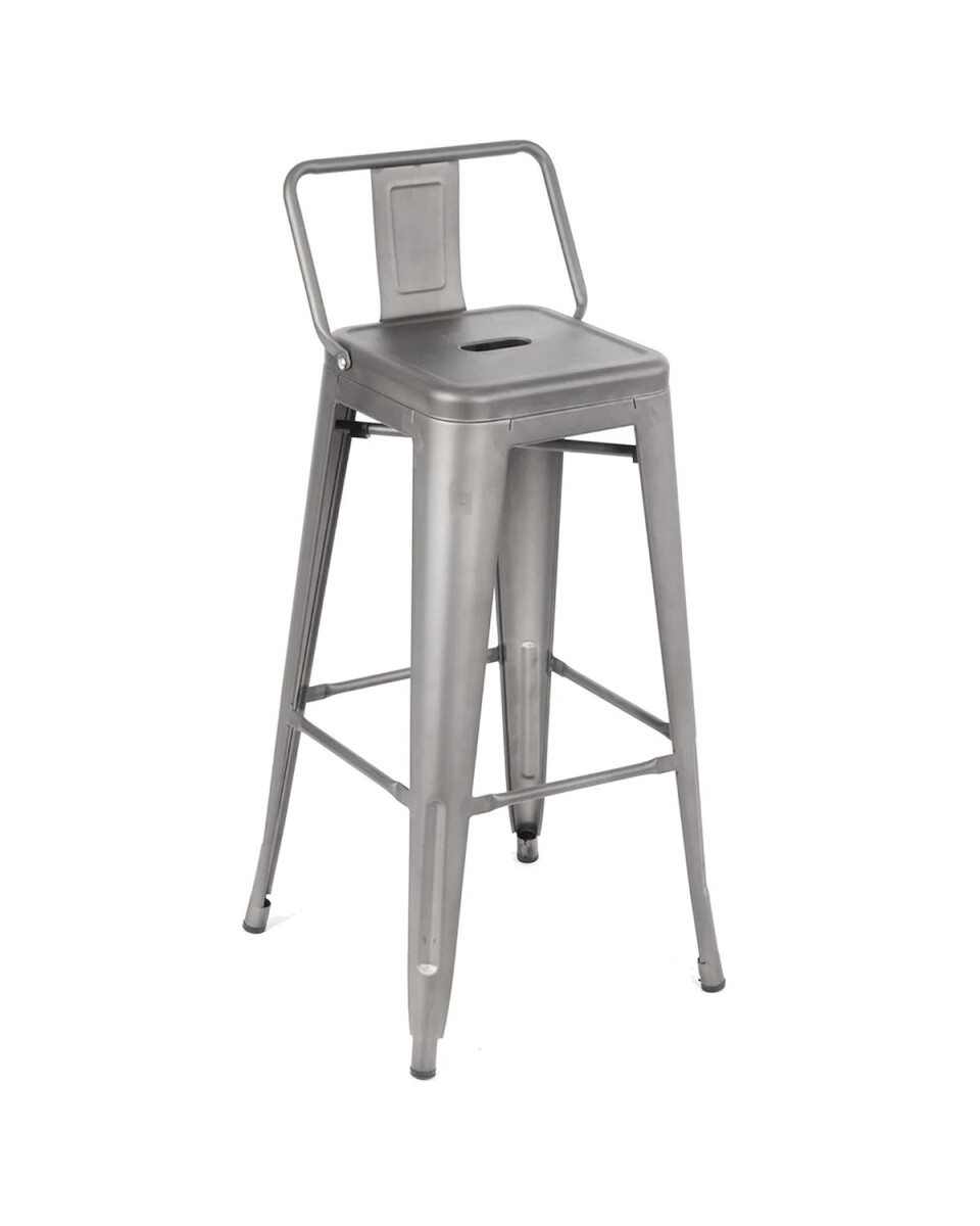 Taburete Tolix en metal con respaldo - Gris 