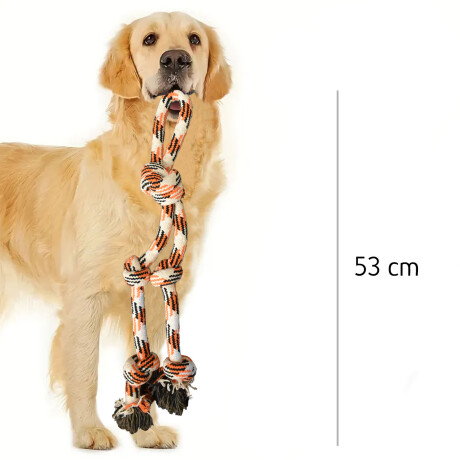 Juguete Cuerda de Morder Doble Grande con Nudos para Perros Naranja