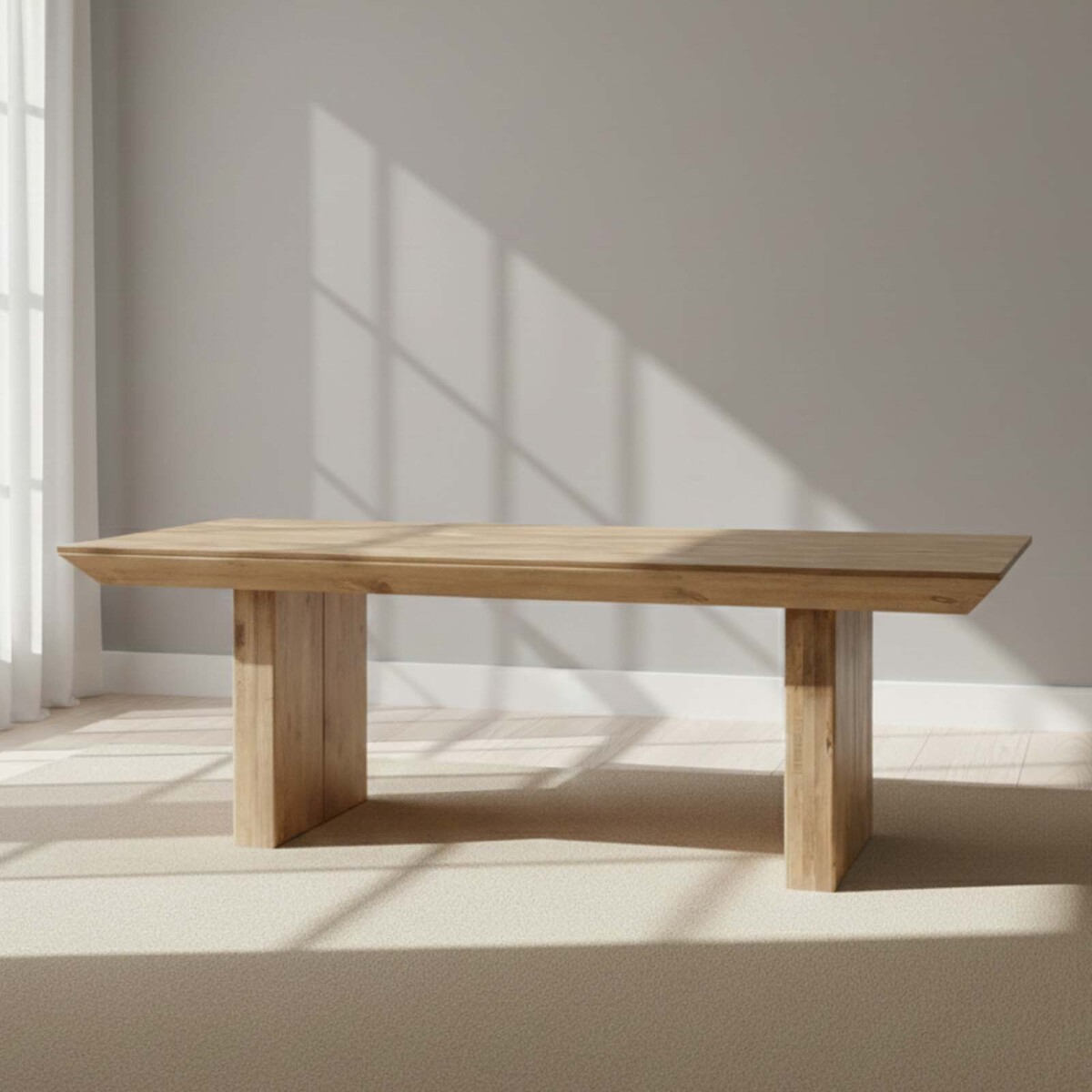 MESA DE COMEDOR - MADERA NATURAL-BEIGE VOLCANO 