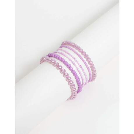 Set De Pulseras Con Mostacillas Combinación Bicolor