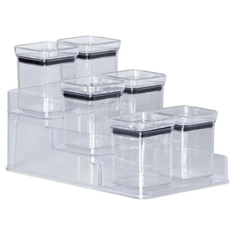 Kit Especiero X7 Lumini Frascos para Condimentos y Soporte Transparente