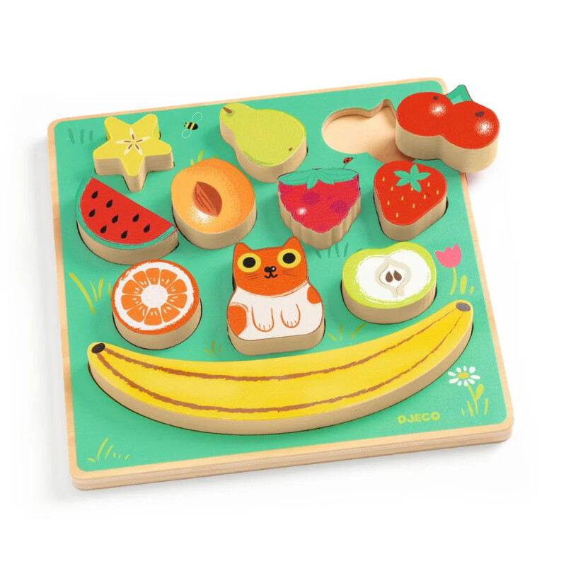 Juego de equilibrio y puzzle de madera Fruta Djeco Juego de equilibrio y puzzle de madera Fruta Djeco