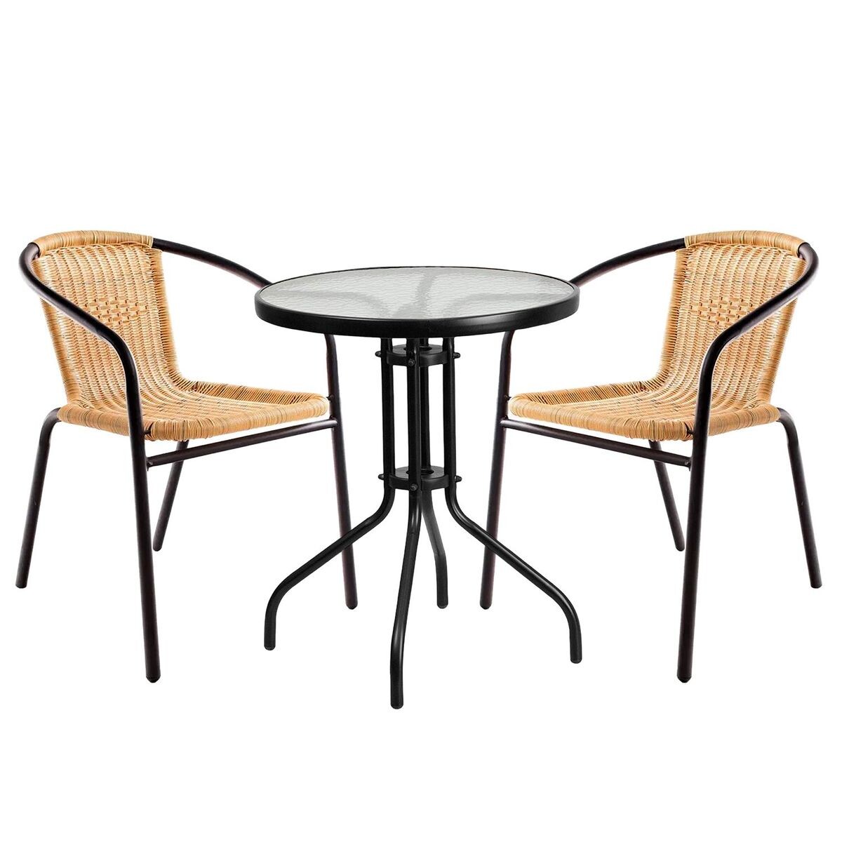 SET DE PATIO RATAN 2 SILLAS 1 MESA 60 CM BEIGE 