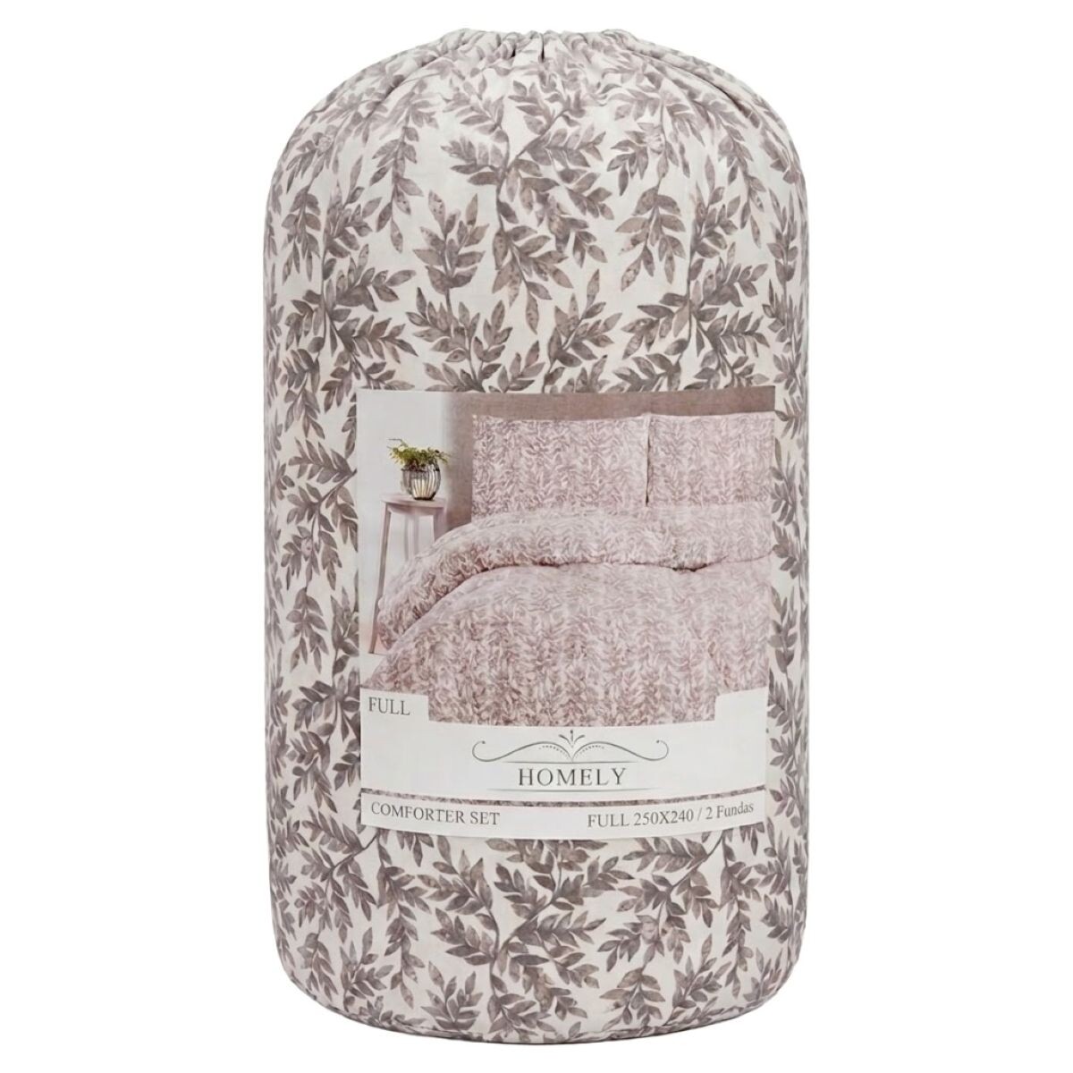 JGO EDREDON HOJAS GRIS FULL 250X240CM 3PZ 