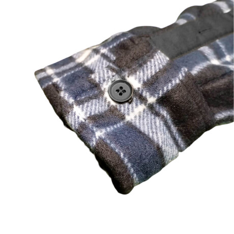 Campera Camisa Leñadora Cangurito Capucha Botones Azul
