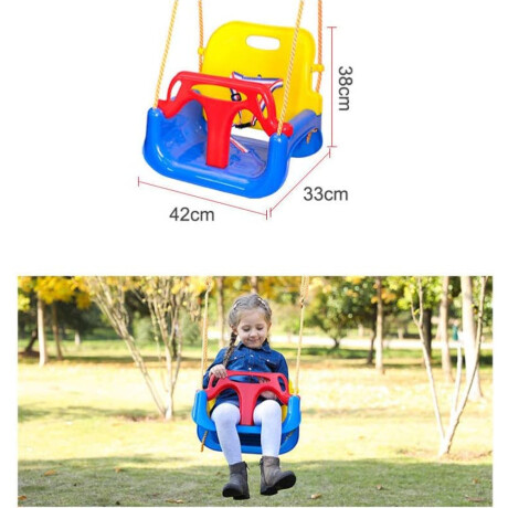 Hamaca Infantil 3en1 Adaptable Bebé Niño Plástico c/Cuerdas Rojo