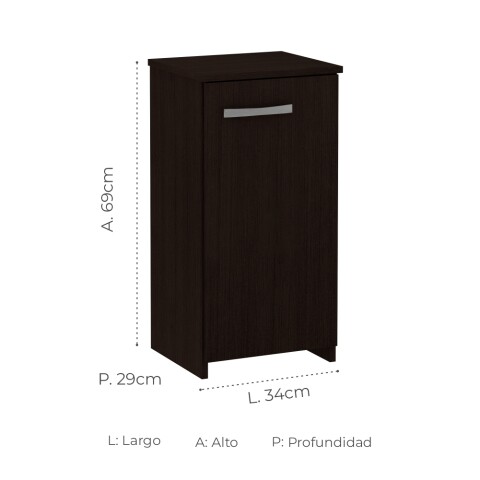 Mueble Frutero Multiuso 1 puerta con estante interno 33x29x68cm Marrón