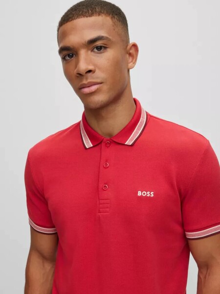 Hugo Boss -Remera polo de algodón, regular fit, PADDY Rojo