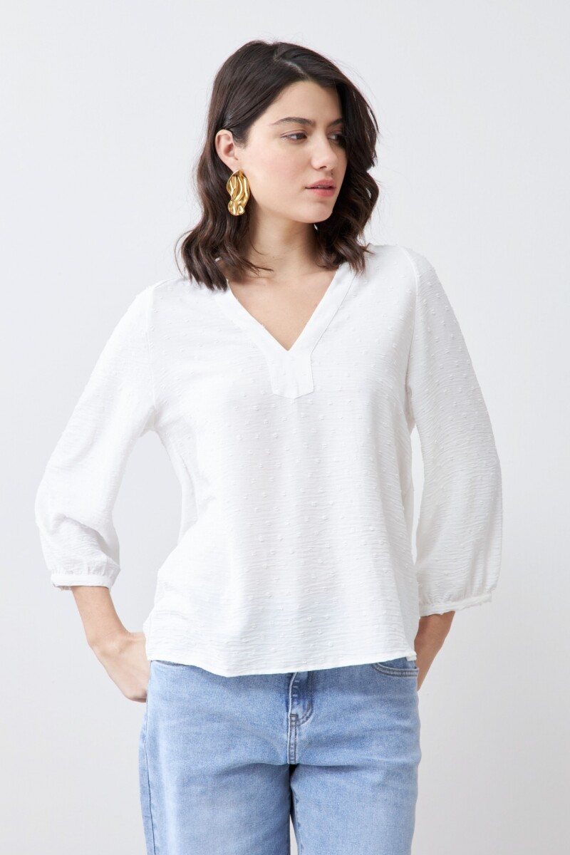 Blusa fantasía escote V crudo