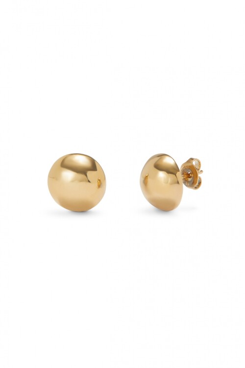PENDIENTES EN ALEACIAÓN DE METALES BAÑADA EN ORO 18K EN FORMA DE MEDIA BOLA Pendiente