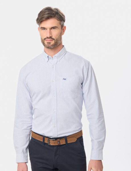 CAMISA OXFORD A RAYAS Azul