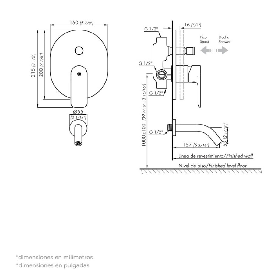 Grifería Baño Ducha Monocomando Empotrada con Transferencia Gunmetal Línea Coty Grifería Baño Ducha Monocomando Empotrada con Transferencia Gunmetal Línea Coty