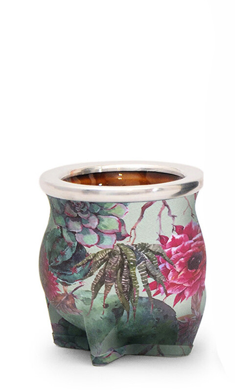 MATE DE CERÁMICA CHICO DELTA CACTUS FLOREADO VERDE