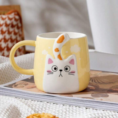 Taza De Cerámica De Diseño Gatito Amarillo