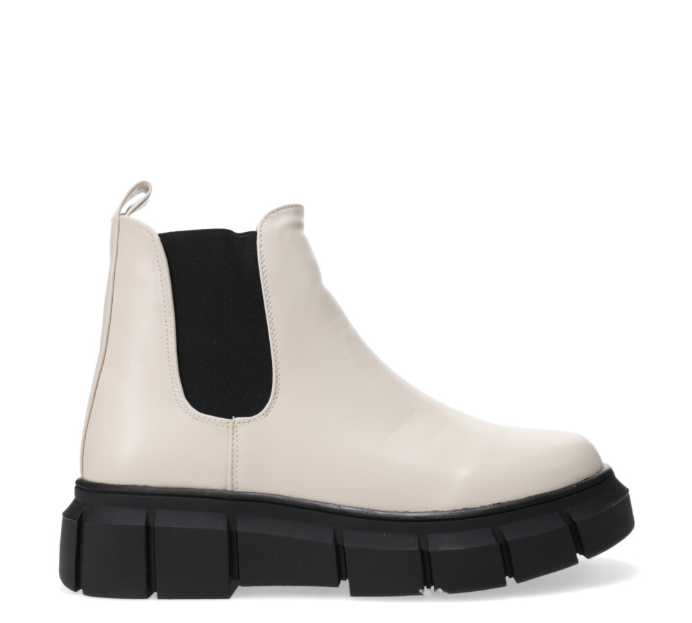 Bota chelsea BALU con elastico lateral Offwhite