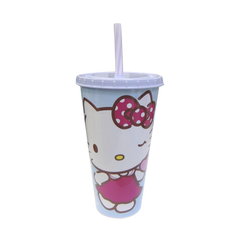 Vaso Plástico con Pajita Hello Kitty 700ml U