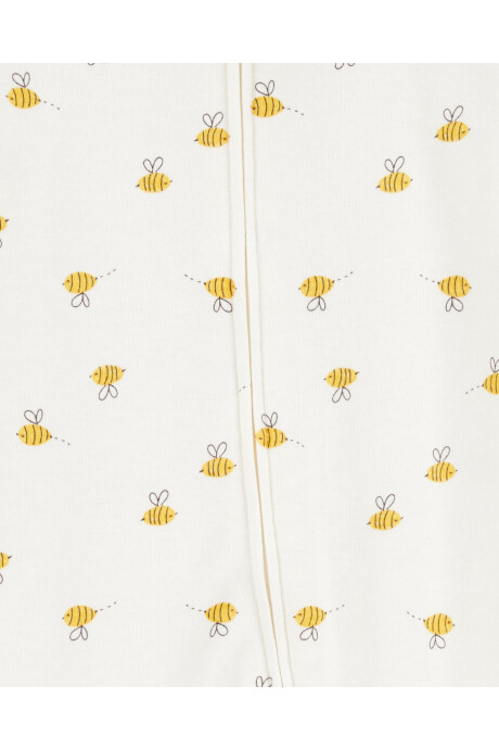 Pijama una pieza de algodón, con pie, diseño abejas Sin color