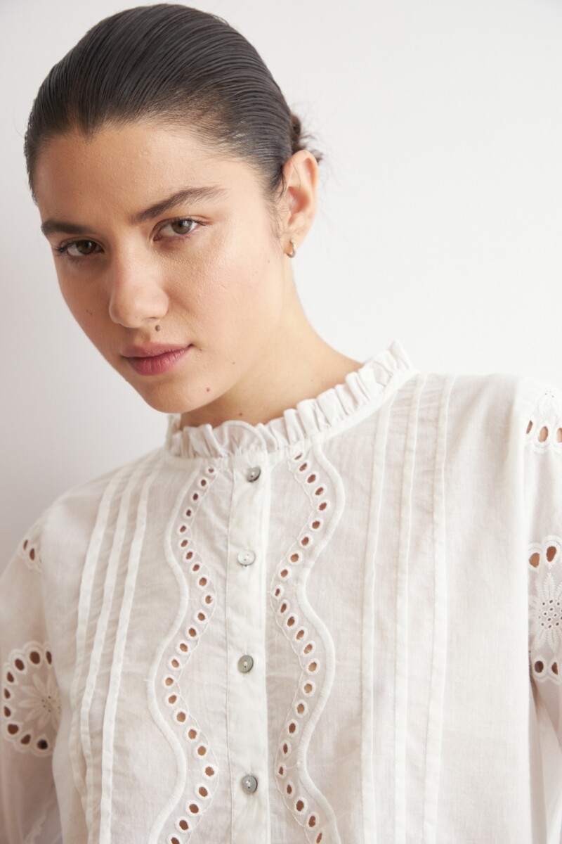 Camisa romántica blanco