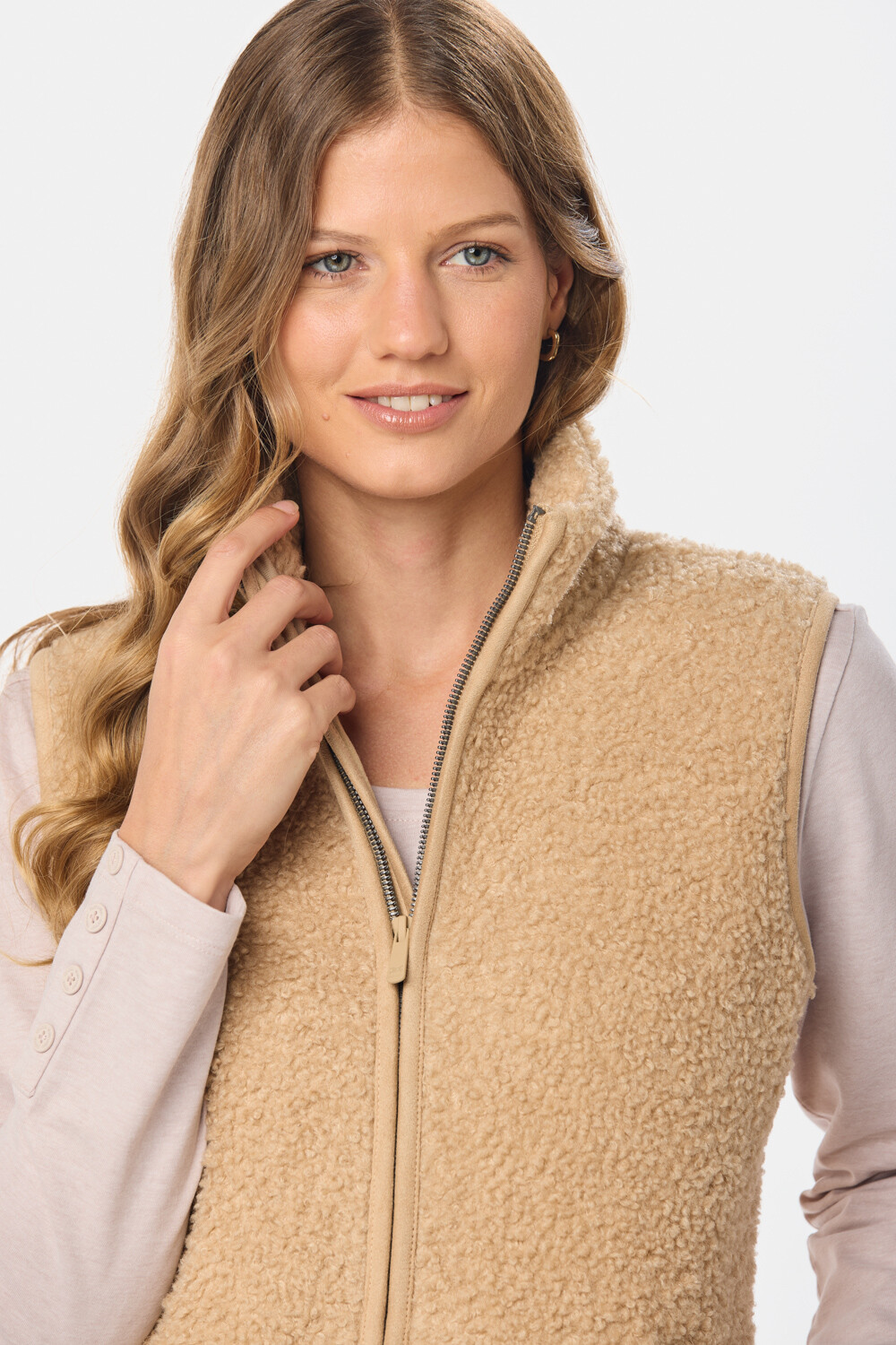 CHALECO TEJIDO CORDERITO Beige