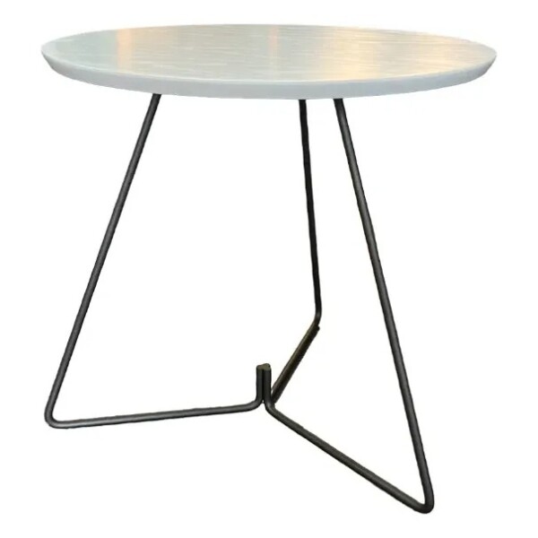 MESA LATERAL REDONDA - TAPA DE MADERA COLOR BLANCO Y PIE EN METAL GRAFITO 45cms MESA LATERAL REDONDA - TAPA DE MADERA COLOR BLANCO Y PIE EN METAL GRAFITO 45cms